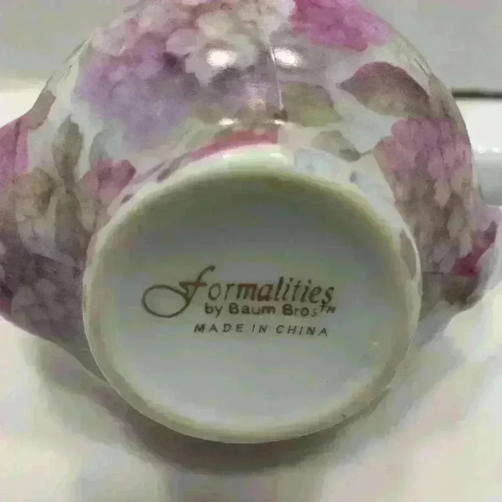 Formalities By Baum Bros Teapot Trinket Box Chintz Purple Flowers - Picture 6 of 10